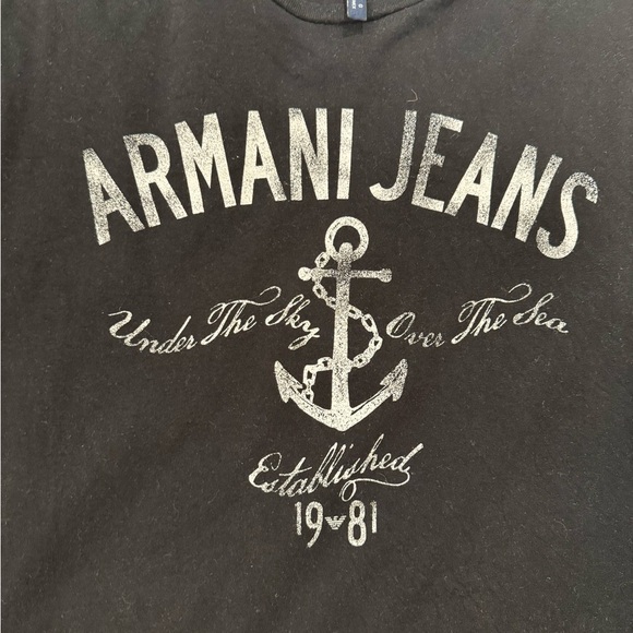 Armani Jeans nautical Black T-Shirt anchor - Picture 7 of 7